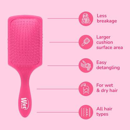 Wet Brush Paddle Detangler Hair Brush, Pink Frost - Ultra-Soft IntelliFlex Detangling Bristles with AquaVent Design - Spread Hair Treatments Evenly - Glides Through Tangles For All Hair Types