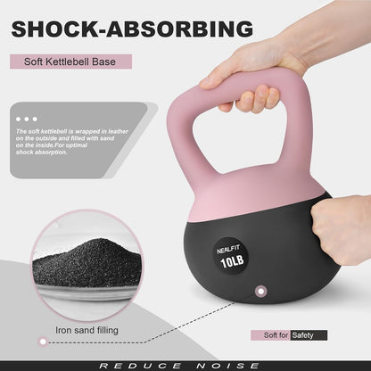 NEALFIT Soft Kettlebell 5LB/10LB/15LB/20LB/25LB, Kettlebells for Home Gym Strength Training, Anti-Slip Fitness Weights for Men Women