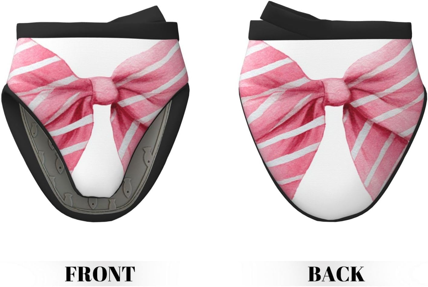 Light Pink Watercolor Bow with White Stripes Mini Silicone Oven Mitts Heat and Slip Resistant Kitchen Mittens,Short Oven Gloves for Safe Cooking Baking & Grill,5.9"X5.9"