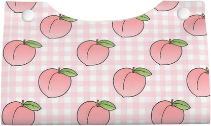 Fruit Peach Pinks Plaid Long Tissue Box Cover Paper Holder Home Decor 7.9'' x 4.9'' x 4.5''