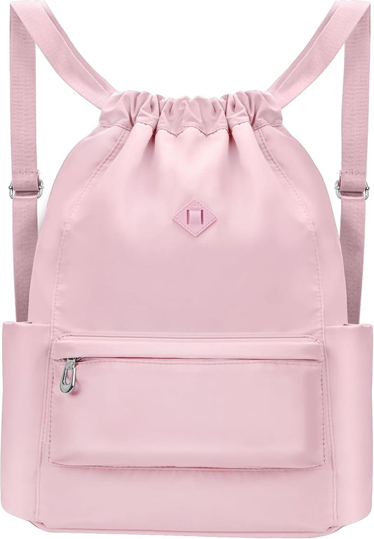 BAVELOE Drawstring Backpack with Wet Pocket Gym Backpack Water-Resistant Cinch String Bag Beach Swim for Women Men