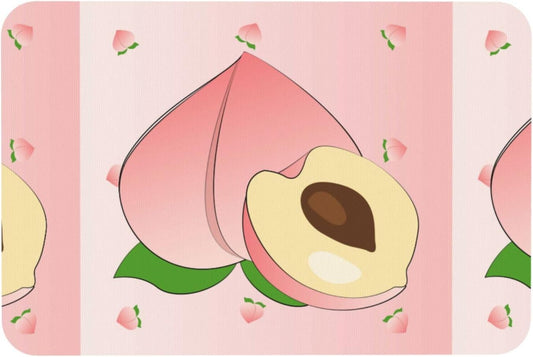 Cartoon Peach Diatomite Bath Mat 15.7x23.6in, FastDry Tech Fabric Nonslip Rubber Backing for Shower