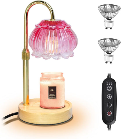 HAIDOLIANG Candle Warmer Lamp with Timer - Adjustable Height and Stepless Dimmable, Birthday Gifts for Women/Mom, Flower - Unique Teacher Appreciation Gifts (Pink)
