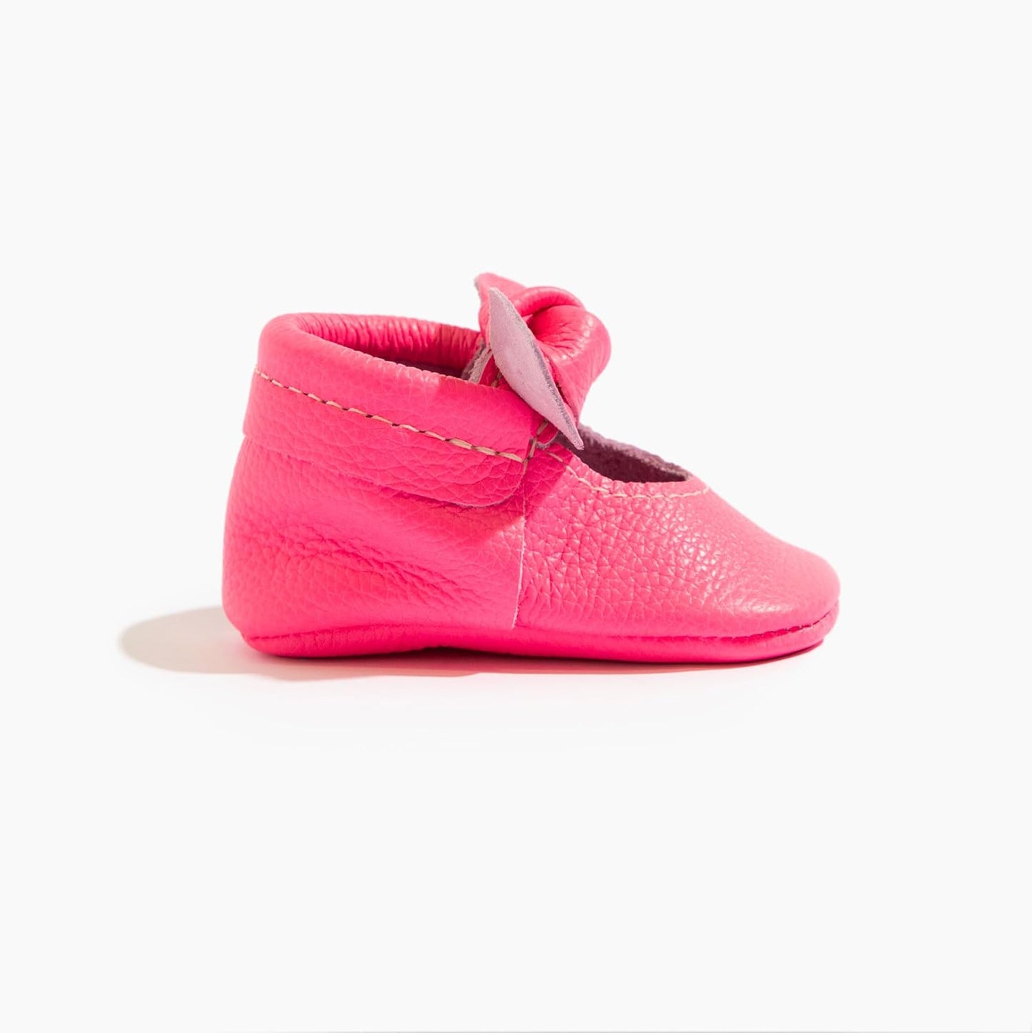 Freshly Picked Leather Knotted Bow Baby Girls Shoes, Soft Sole, 12-18 Months (Dreamhouse Pink Infant)