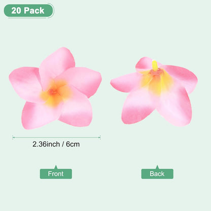 M METERXITY 20-Pack Artificial Plumeria Flowers, Fake Silk Heads Flower Hawaiian Plumeria Petal for DIY Crafts/Dress/Wedding/Party Decoration [Pink, 2.4"/ 6cm]