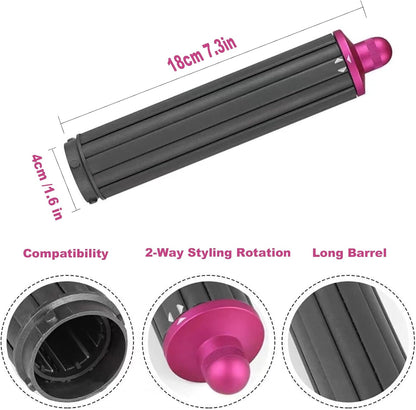 40mm/1.6" Long Barrel Attachment for Dyson Airwrap Compatible - Adjustable Bidirectional Curling, Heat-Resistant Material, Instant Use for Voluminous (Curling Iron Pink 40mm)