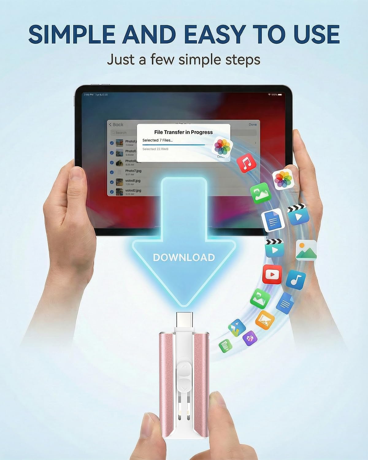 MFI Certified 512GB Flash Drive – Photo Stick and USB Stick Offers Photo/Video Storage, The External Storage Jump Drive is Compatible with iOS, Android, and Pc (Pink)(Available Space: ~484GB)