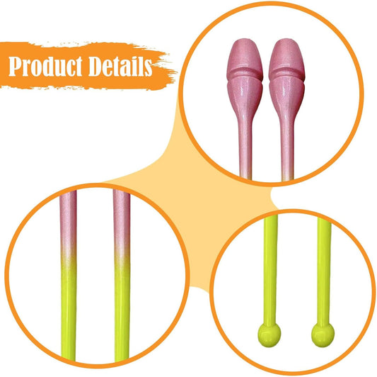 Rhythmic Gymnastics Club Connectable Gymnastics Rod Non Slip Easy to Control Training Tool Dance Prop for Adults Kids Show, Pink Yellow, 35CM