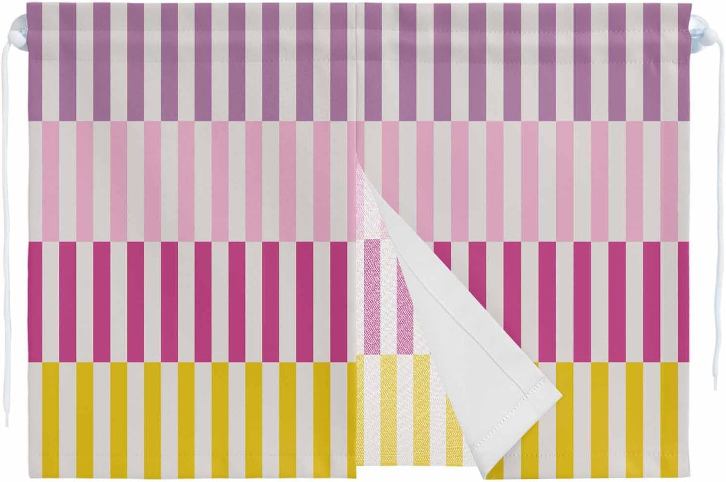 Car Window Shades for Side Windows Stripes Lines Car Sun Shade Curtain 2 PCS Double Layer Privacy Blackout Pink Purple Yellow Striped Magnetic Car Window Curtains with Suction Cup Sun Block Covers