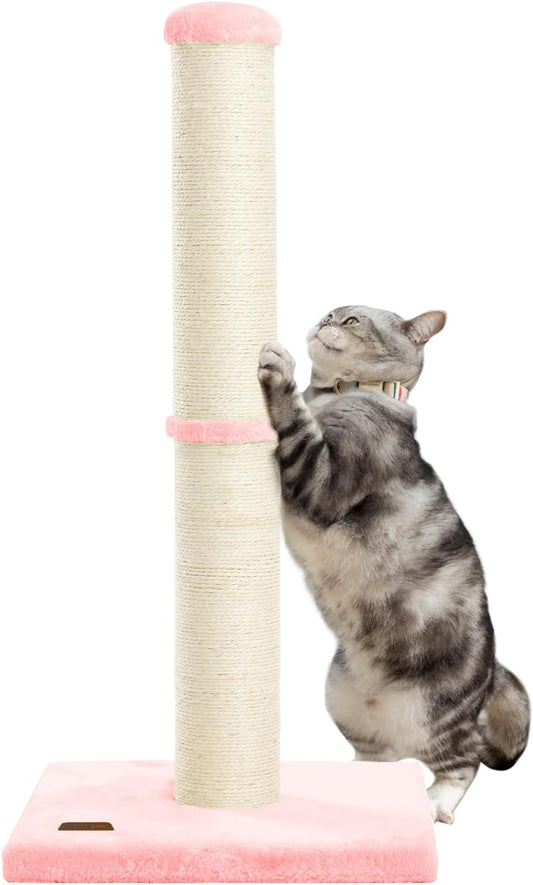 Karolpar 34inch Cat Scratching Post with Natural Sisal Rope 4.3Inch Large Diameter Scratcher Post Tree for Indoor Cats Pink