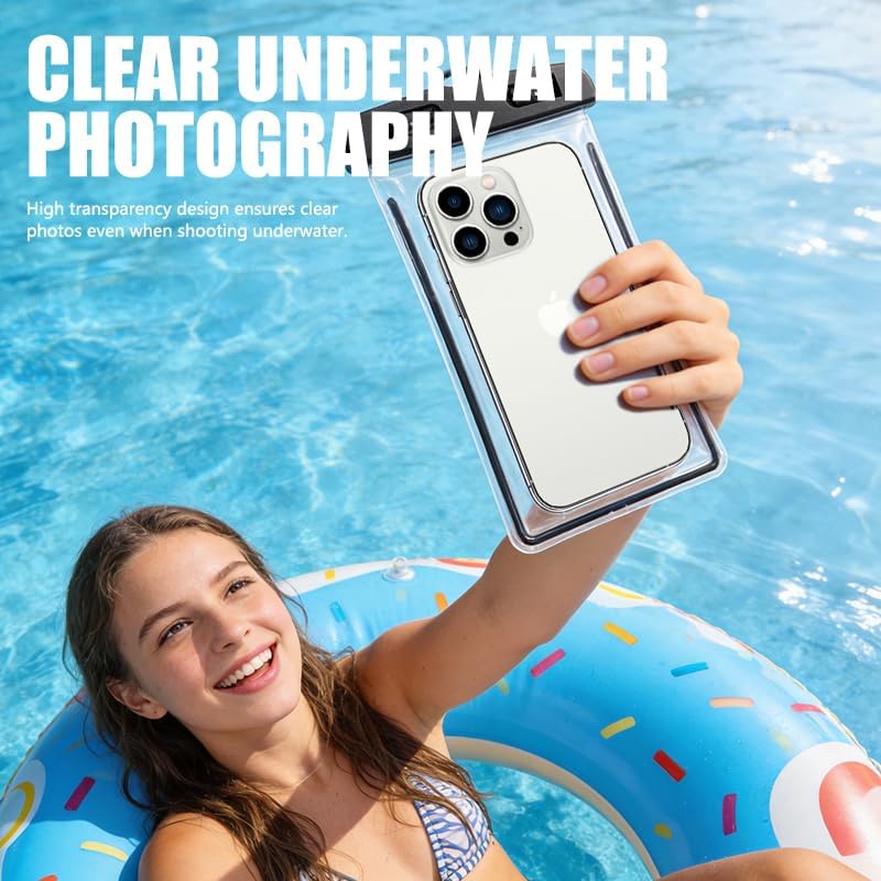 Waterproof Phone Pouch 2 Pack Universal IPX8 Waterproof Cell Phone Dry Bags for iPhone 17/16/15/14/13 Pro Max Beach Pool Kayak Cruise