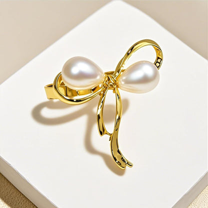 Bow Napkin Rings Set of 6 Pearl & Crystal Rhinestone Butterfly Knot Napkin Holder for Wedding Brithday Party Decor,Elegant Bow Tie Table Setting for Holiday Gatherings & Family Dining Daily