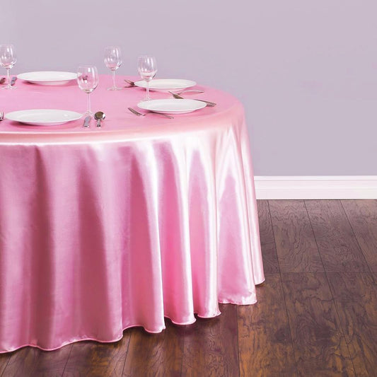 LinenTablecloth 108-Inch Round Satin Tablecloth Pink