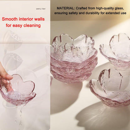 6 Pcs Pink Sakura Sauce Dishes Set, 3.34x1.37 inch Glass Cherry Blossom Dipping Bowls, Small Condiment Dishes for Soy Sauce, Sushi, Ice-Cream,Snacks, and Party Appetizers