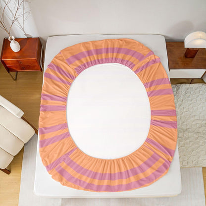 Erosebridal Peach Orange Modern Lines Sheets Queen Size for Kids Teens Adults | Geometric Abstract Striped Bed Sets Retro Classic Horizontal Stripe Sheets Minimalist Stripes Pattern Flat Fitted Sheet
