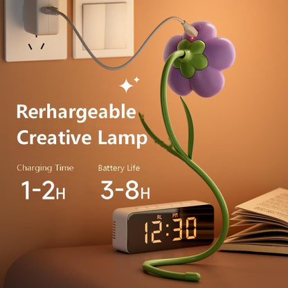 Rechargeable Flower Desk Lamp Infinite Dimming Trichromatic Temperature Adjustable Brightness Memory LED Light for Bedroom Study Office (Pink,Sunflower)