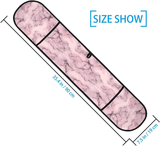 Double Oven Mitts Polyester 220°C/428°F Heat Resistant Oven Gloves with Loop BBQ Baking Cooking Kitchen, 35.4 * 7.5 in, Light Pink Marble Veins