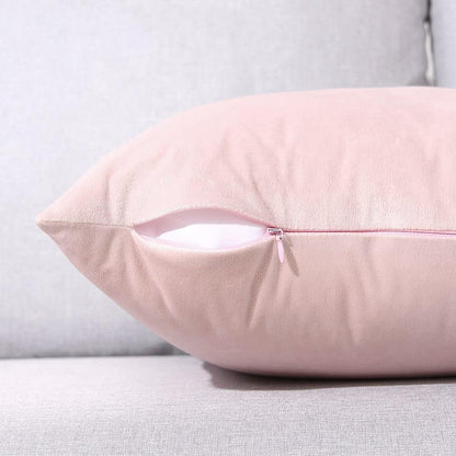 Hibate 2 Pack Soft Velvet Couch Throw Pillow Covers 18x18 Inch for Sofa Living Room Bedroom (Pink)