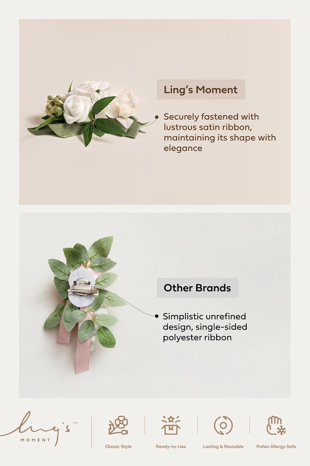 Ling's moment 2pcs Prom Wrist/Shoulder Corsage Artificial Flower, Girl/Mother Homecoming/Wedding Corsage Wristlet Décor, etc. Yellow Orange Peach