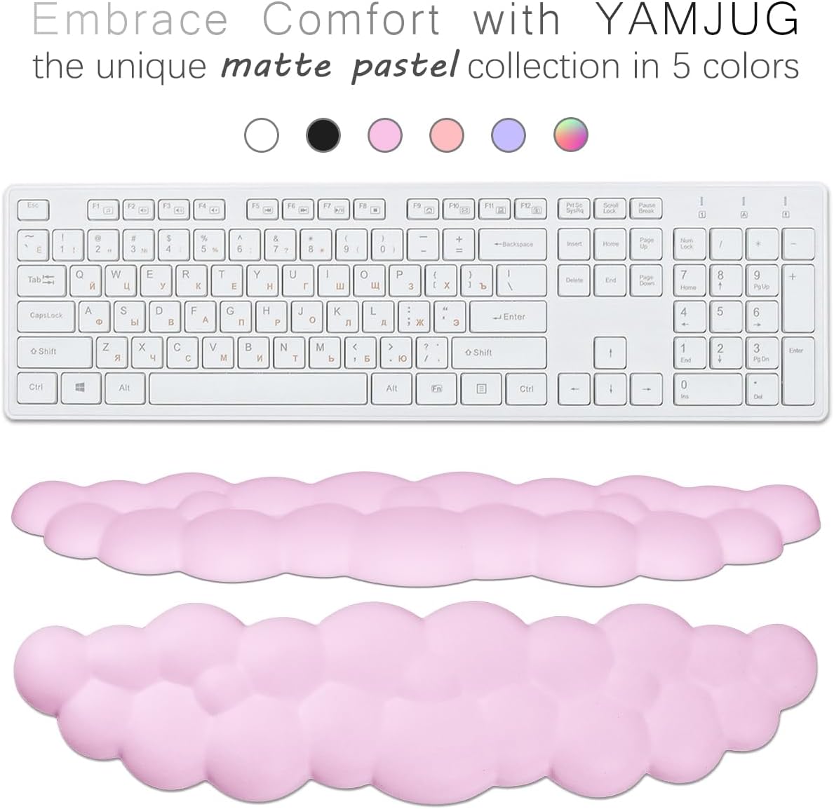 Cloud Wrist Rest Keyboard Palm Rest with Non-Slip Base for Computer Gaming Wrist Rest, YAMJUG Cloud Arm Rest Keyboard Wrist Pad Purplish Pink