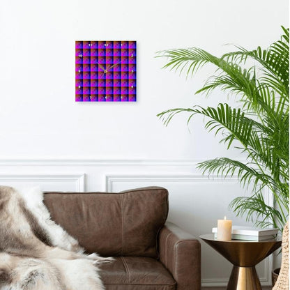 3dRose Coral Pink and Classic Blue Checkered Pattern 10x10 Wall Clock