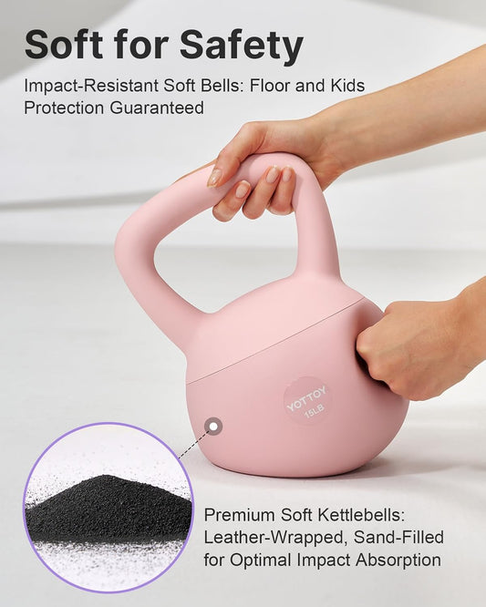 YOTTOY Soft Kettlebell,Kettlebell Anti-Slip Grip Weight for Home Workouts, Kettlebells Set Strength and Safety Guaranteed