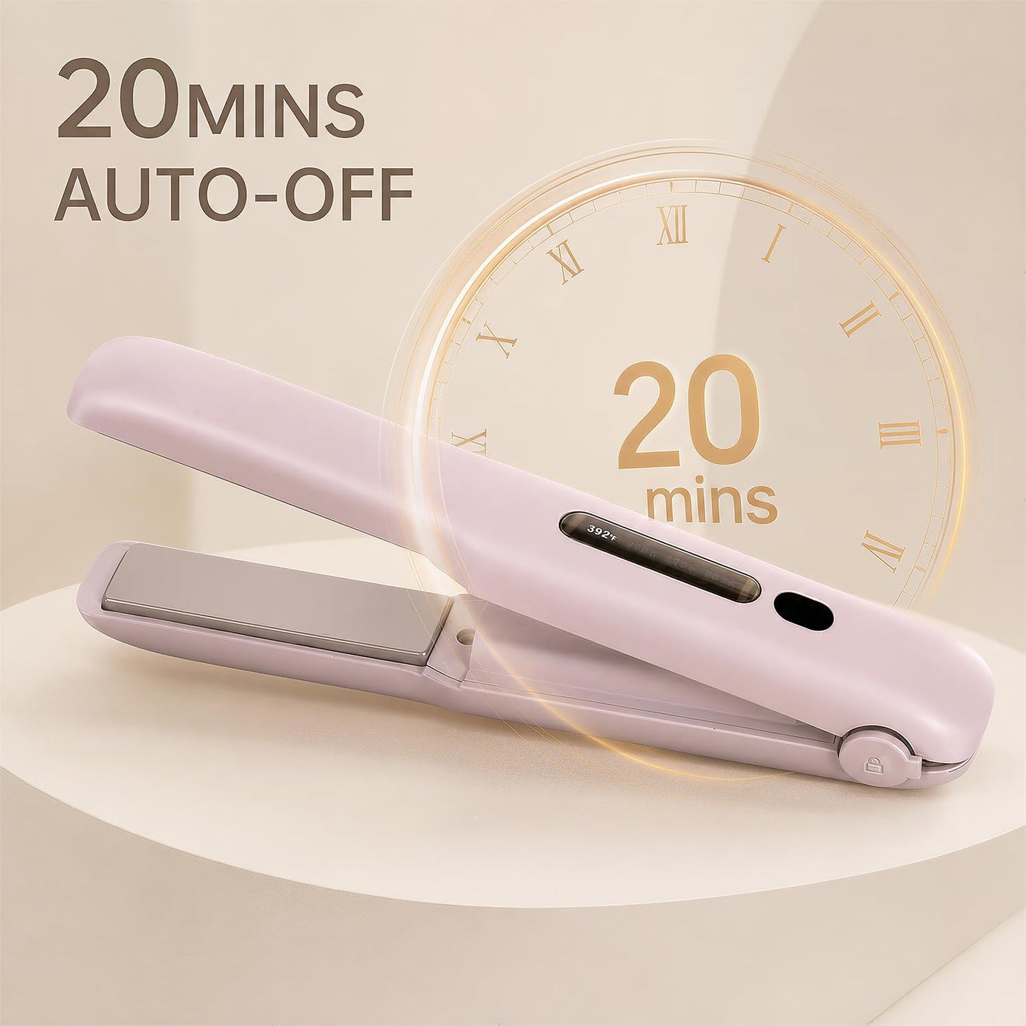 Gosect Cordless Hair Straightener, Travel Flat Iron Rechargable for Women, Portable Mini Hair Straightener and Curler 2-in-1, Fast Heating, Adjustable Temp for Car,Travel, On-the-Go Styling(Pink)