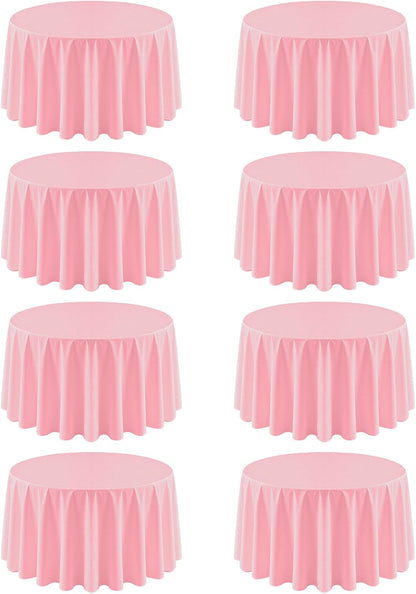 8 Pack Pink Round Tablecloth 90 Inch Pink Table Cloth for Round Tables,Washable Polyester Fabric Stain and Wrinkle Resistant Decorative for Summer Wedding Party Dining Banquet