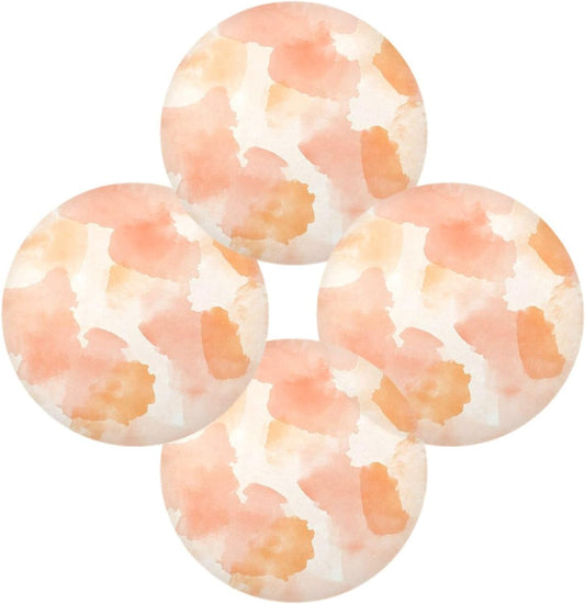 Placemats Set of 6 Peach Pattern Round Table Mats for Kitchen and Dining Washable Place Mats Heat Resistant Table Decoration 15.4 inch