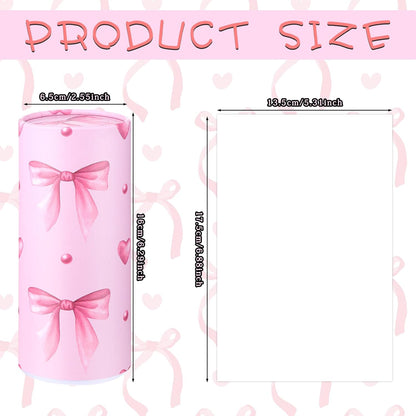 4 Pack Car Tissue Holder with Facial Tissues Travel Tissue Tubes Box Round Cylinder Container for Car Cup Holder Home Bathroom Office Wedding Gifts Decor(Pink Bow)
