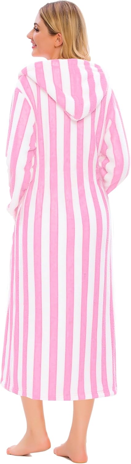 Umeyda Girls & Women Fleece Hooded Robes, Soft Fuzzy Bathrobe Warm Plush Fluffy Bath Robe for Kids Womens
