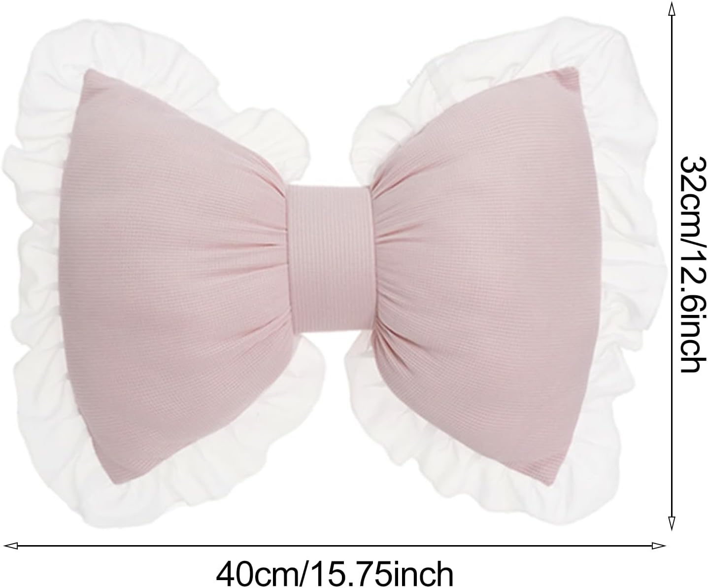Bow Pillow for Couch, Pink Bow Pillow Throw Pillow Ruffle Lace Bow Pillows Decorative, Cute Bow Shaped Pillows for Sofa Couch Bed Living Room Bedroom Pink