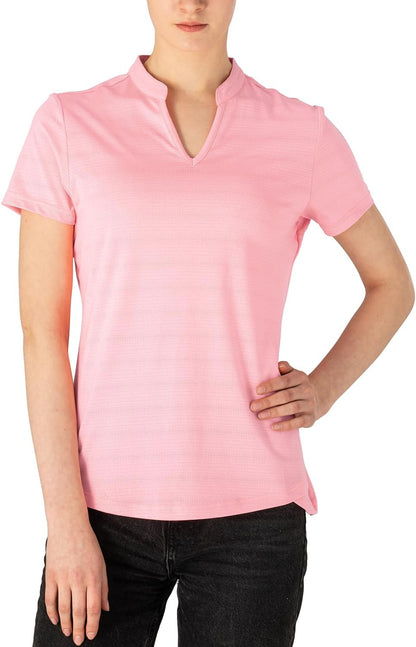 Gopune Women's V Neck Golf Polo Shirts Collarless Short Sleeve Lightweight Quick Dry Tennis Running T-Shirts