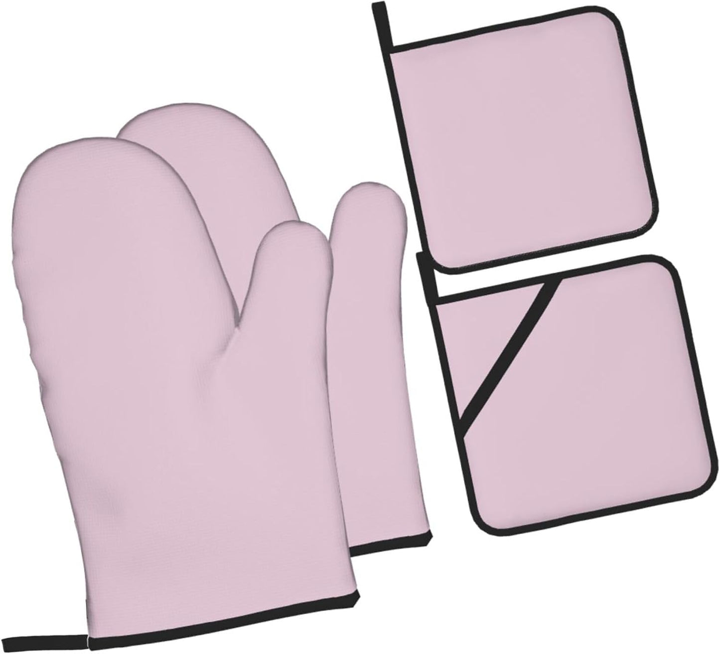 4PCS Oven Mitts and Pot Holders Sets, Solid Color Light Pale Pink Oven Mitts Set Heat Resistant Kitchen Microwave Gloves Safe for Baking,Cooking, BBQ
