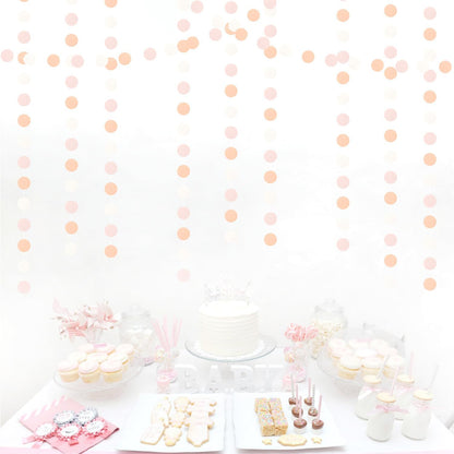 Peach-Pink White Party-Decorations Paper Garland - 52ft Princess Birthday Streamers Banner,Boho Bridal Baby Shower Bachelorette Wedding Hanging Supplies Decor Hugfond