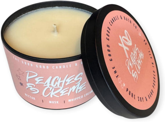 6 oz Good Good Candle & Bath Co. Scented Premium Soy Candle (Georgia Peaches & Cream Premium Soy Candle, 6oz)