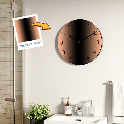 Ombre Abstract Gradient Coral Pink and Black Wall Clock Battery Operated Non-Ticking 12" Round Wood Clocks, Kitchen Wall Clock for School Bathroom Living Room Home Office Wall Decor