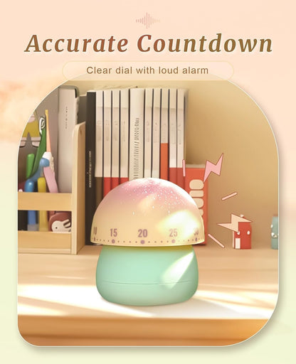 No Battery Mechanical Timer - Multifunctional Cooking Timer Baking Study Office Compact 92g Plastic Design (Green&Pink)
