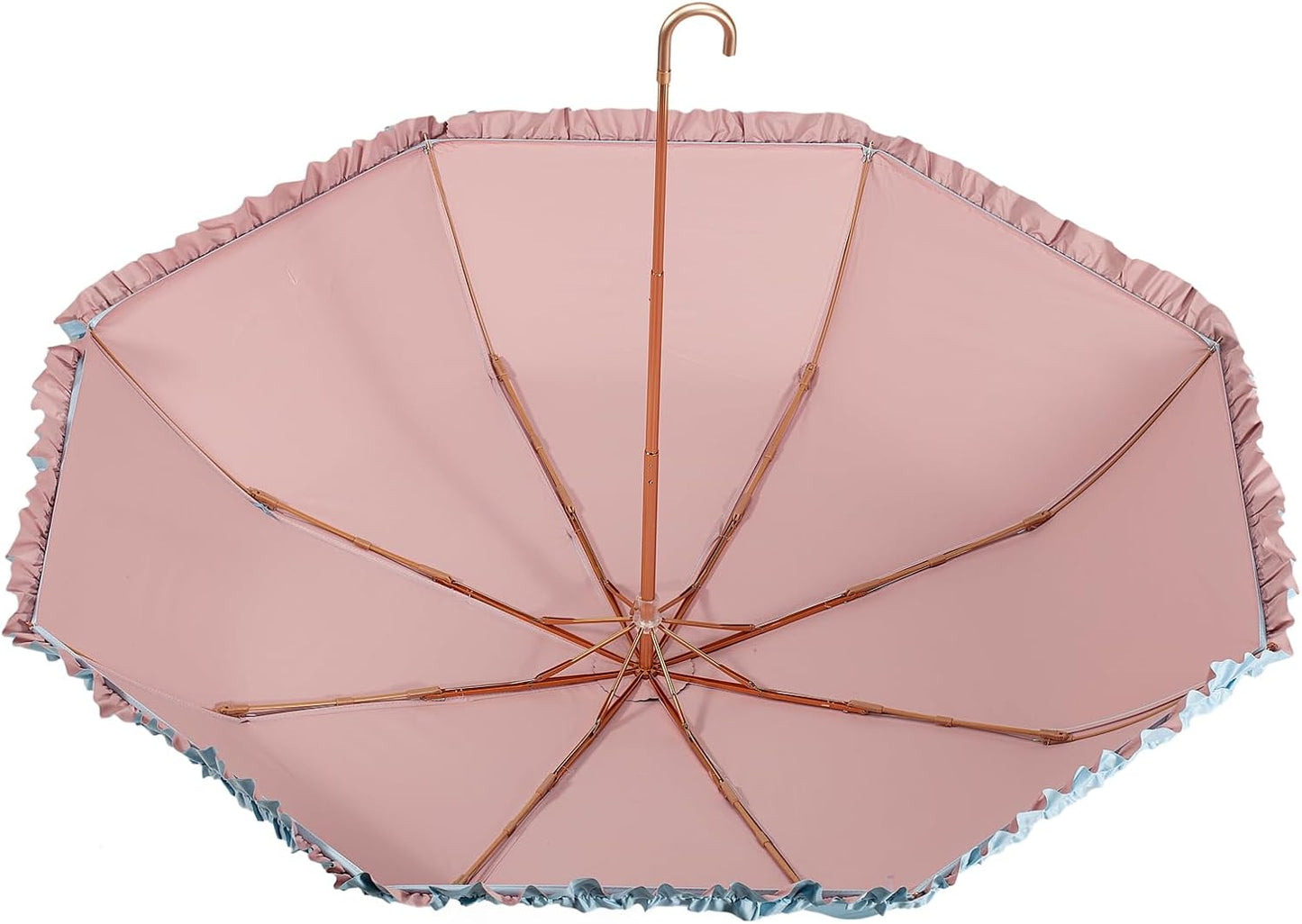 LCY Floral Edge Compact Umbrella Folding Anti-UV Parasol with Hook Handle Sunproof Rainproof & Windproof Umbrella