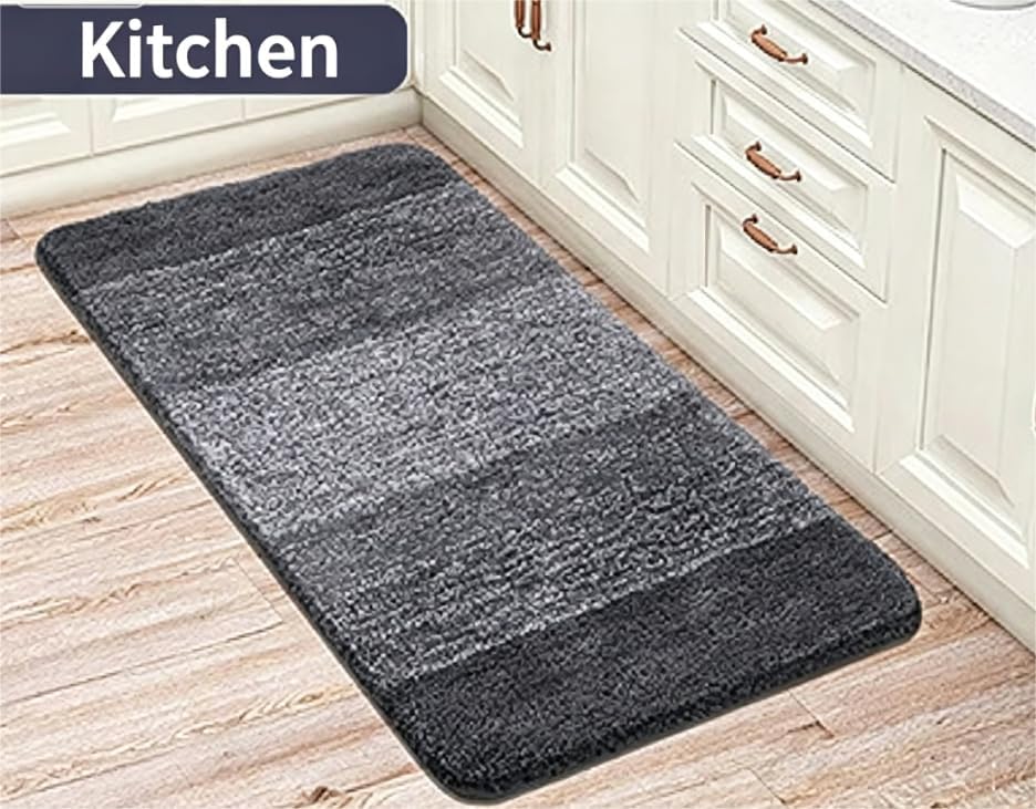 Non-Slip Bath Mat, Absorbent Striped Bathroom Rug, Soft Thick Floor Mat for Bathroom and Bedroom, (Pink, 51x76cm)