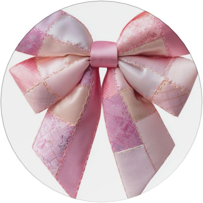 Light Pink Bow Balloon Patchwork Embroidery Ceramic Coasters with Holder Set of 6 Coffee Cup Drink Coasters