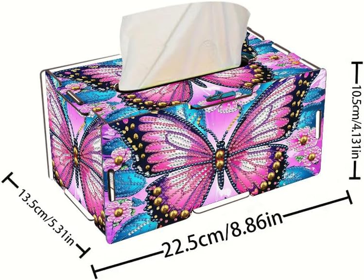 LSQFS DIY Diamond Art Tissue Box, Wooden Rhinestone Craft Kit, Sparkling Handmade Tissue Holder for Home Office Vanity Decor, Diamond Art Kits for Adults, Ideal Gift for Craft Lovers