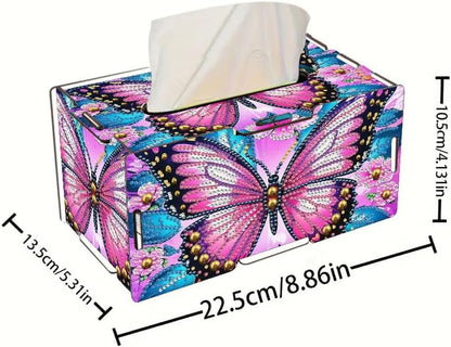 LSQFS DIY Diamond Art Tissue Box, Wooden Rhinestone Craft Kit, Sparkling Handmade Tissue Holder for Home Office Vanity Decor, Diamond Art Kits for Adults, Ideal Gift for Craft Lovers