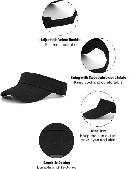 Zando Sun Visors for Women Men Unisex Tennis Golf Visor Hat Adjustable Summer Hats Sport Outdoor Visor Hat UV Protection Cap