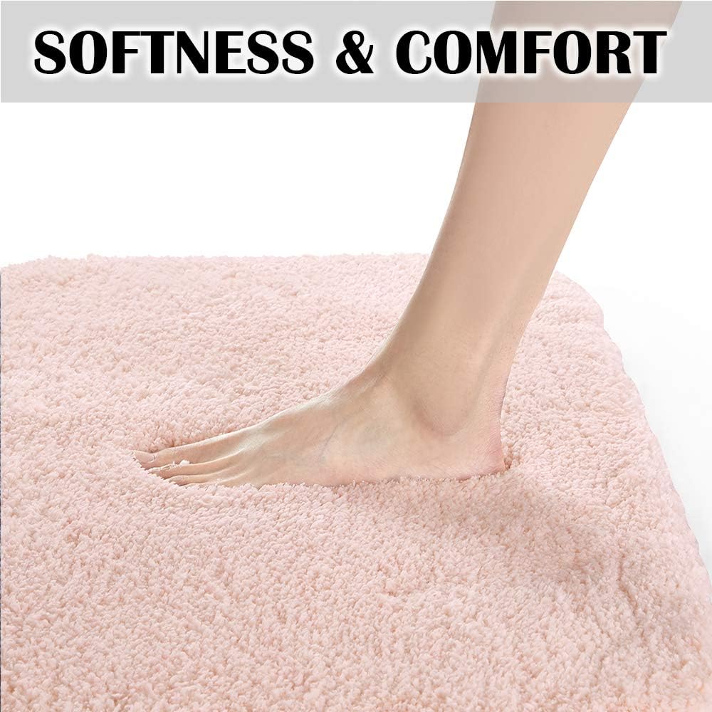 Suchtale Non Slip Bath Mat, Soft Microfiber Shaggy Bath Mat for Bathroom & Shower (16 x 24, Blush) Water Absorbent, Thick Plush, Machine Washable