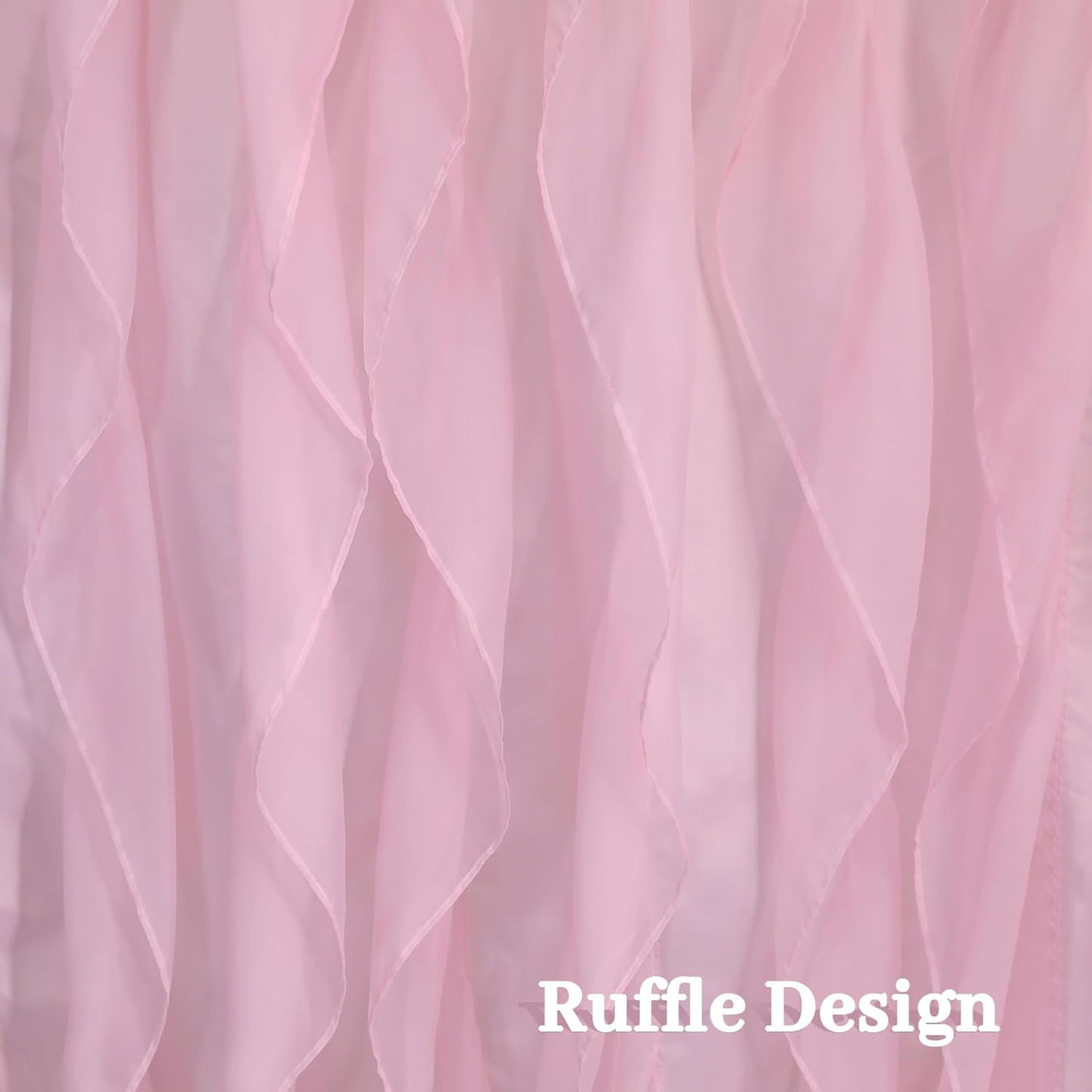 REISEN Pink Ruffle Shower Curtains for Bathroom Farmhouse Sheer Shower Curtain, 72 x 72 Inches