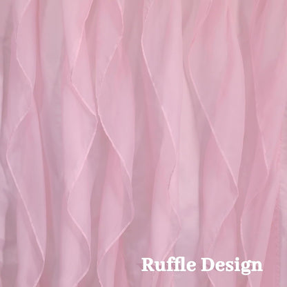 REISEN Pink Ruffle Shower Curtains for Bathroom Farmhouse Sheer Shower Curtain, 72 x 72 Inches