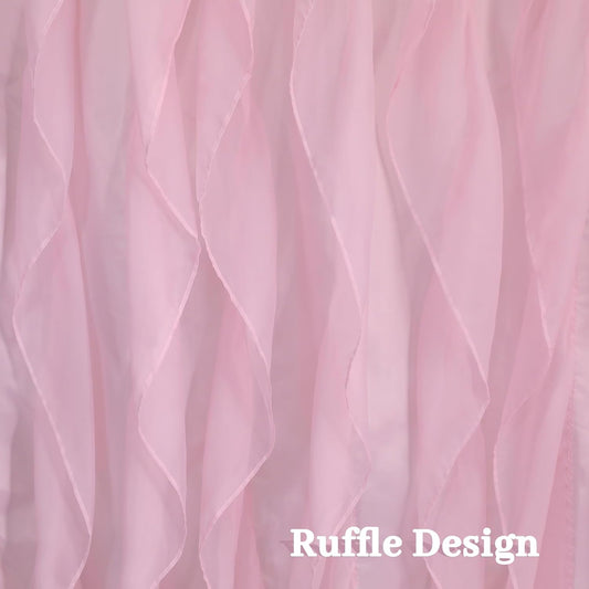 REISEN Pink Ruffle Shower Curtains for Bathroom Farmhouse Sheer Shower Curtain, 72 x 72 Inches