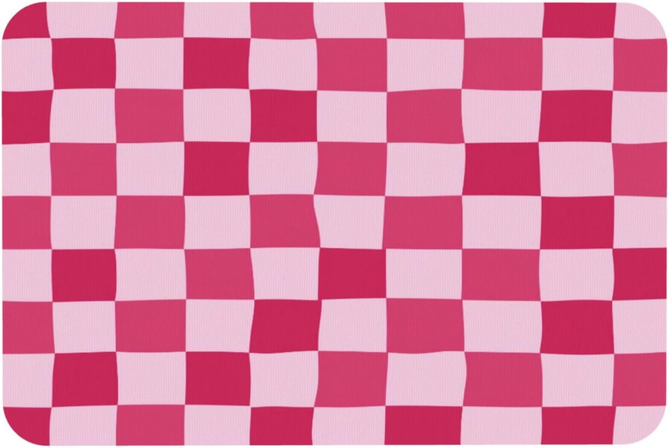 Bath Mat Pink Checkerboard Pattern Absorbent Non Slip Doormat 15.7x23.6 in Washable Diatomaceous Shower Mat Floor Mats for Bathroom Kitchen Entryway