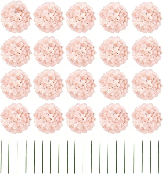 Artificial Flowers 20pcs Artificial Hydrangea Flowers Silk Hydrangea Heads with Stems Fake Flowers Arrangements for Wedding Centerpieces, Home, Garden, Baby Shower, Party Decoration (20, Peach)
